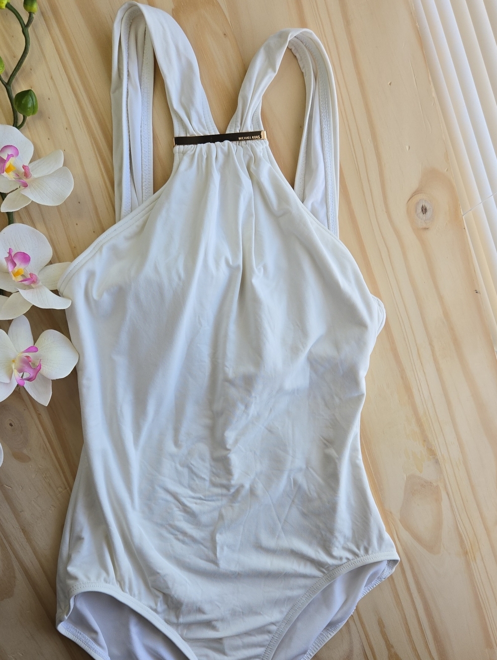 Michael Kors White Halter-Style Camisole Bodysuit